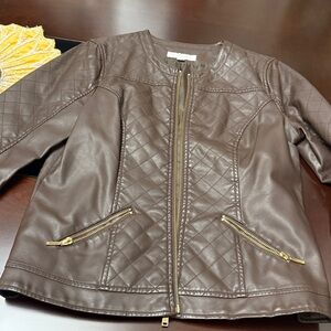 New York & Company Brown Quilted Jacket